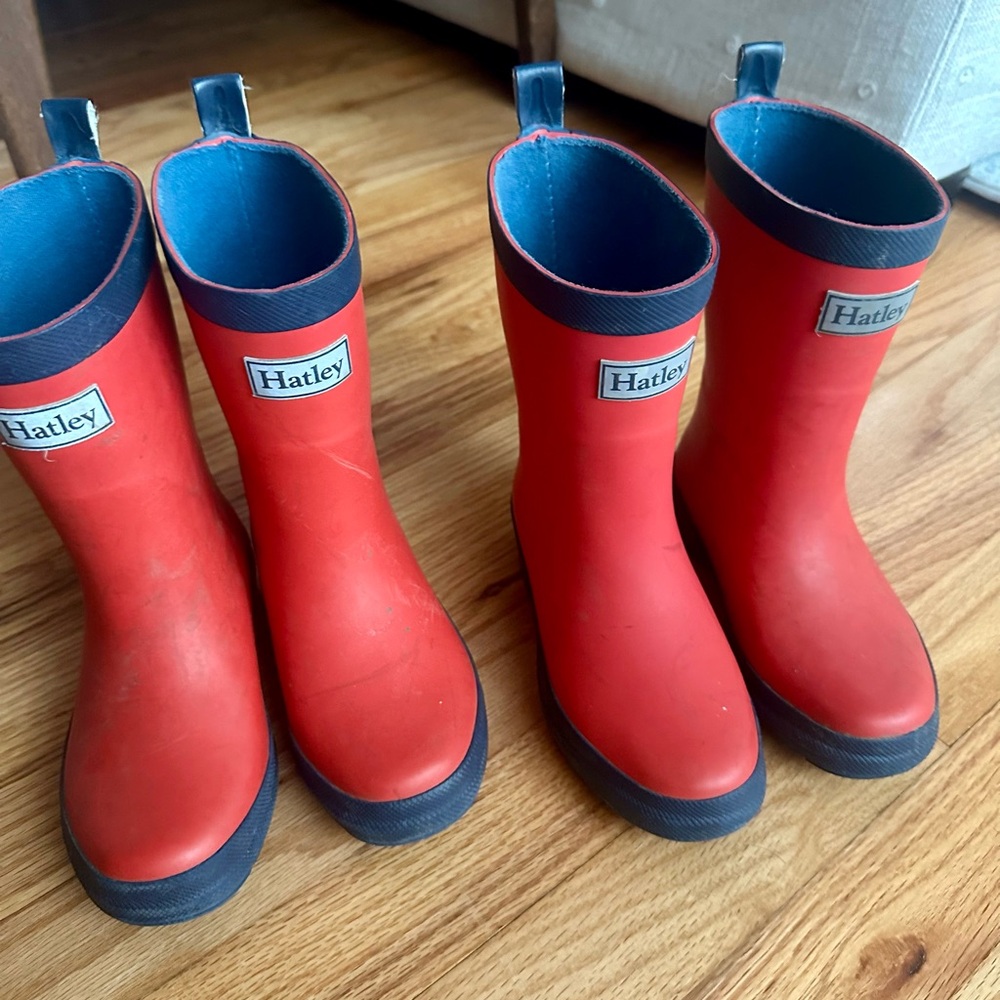 Hatley Kids Two Pair Bright Red Rain Boots